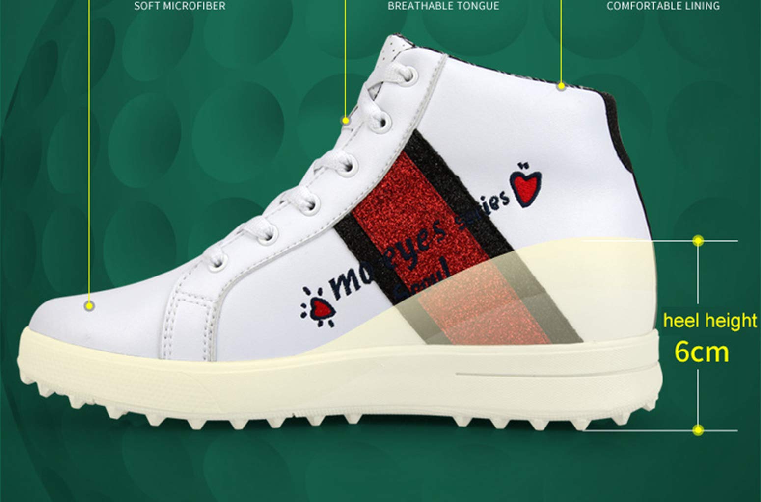 Scarpe da Golf con Tacchi Alti per Donna e Ragazze, a Prova di Impermeabile Spikeless Glitter Golf Scarpe per Ragazze