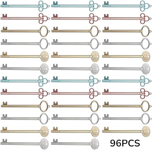 Juego de bolígrafos de llave vintage, 96 bolígrafos con forma de llave con tinta fina negra, bolígrafos retro para suministros de oficina escolar