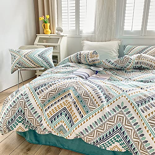 Aztec Duvet Cover, Bohemian Bedding Set, Boho Tribal Geometric Pattern Printed, 3 Piece Duvet Cover Set Queen, Soft Breathable Cotton Comforter Cover With Zipper Ties, No Comforter #TOP1