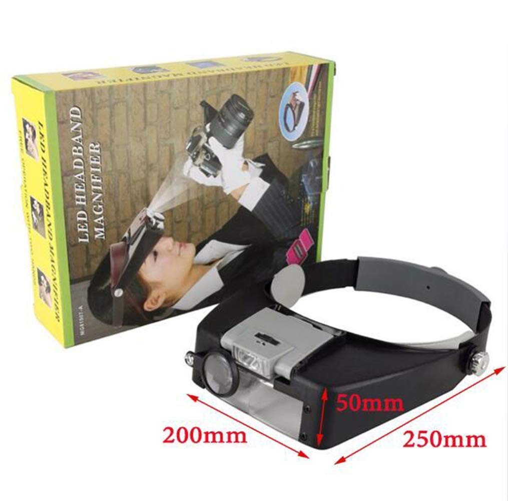 Lupa, lupa para diadema con luz LED, lupa de montaje en la cabeza, lupa de lectura manos libres con luz para trabajo cercano, joyero, lupa, manualidades, reparación de relojes, pasatiempos