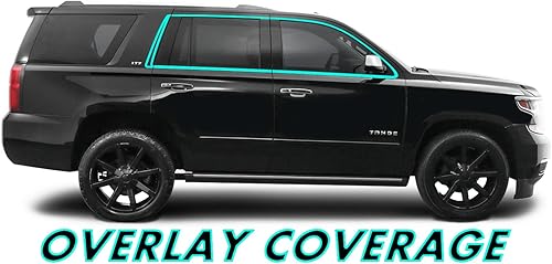 Miniatura 2 de SlickMod Revestimiento de vinilo opaco cromado para ventana Chevy Tahoe 2015-2020 (negro brillante)