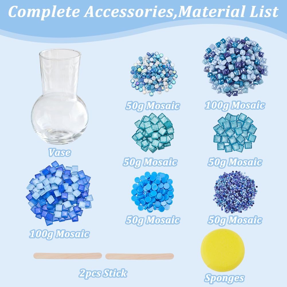 WEBEEDY Basteln Mosaik Blumen Vase Set DIY Mosaik Kunst Und Bastelset Für Erwachsene Anfänger Handgemachte Dekorative Pflanzen Töpfe Mit Anleitung Zuhause Zimmer Tisch Dekoration Einweihungsgeschenk