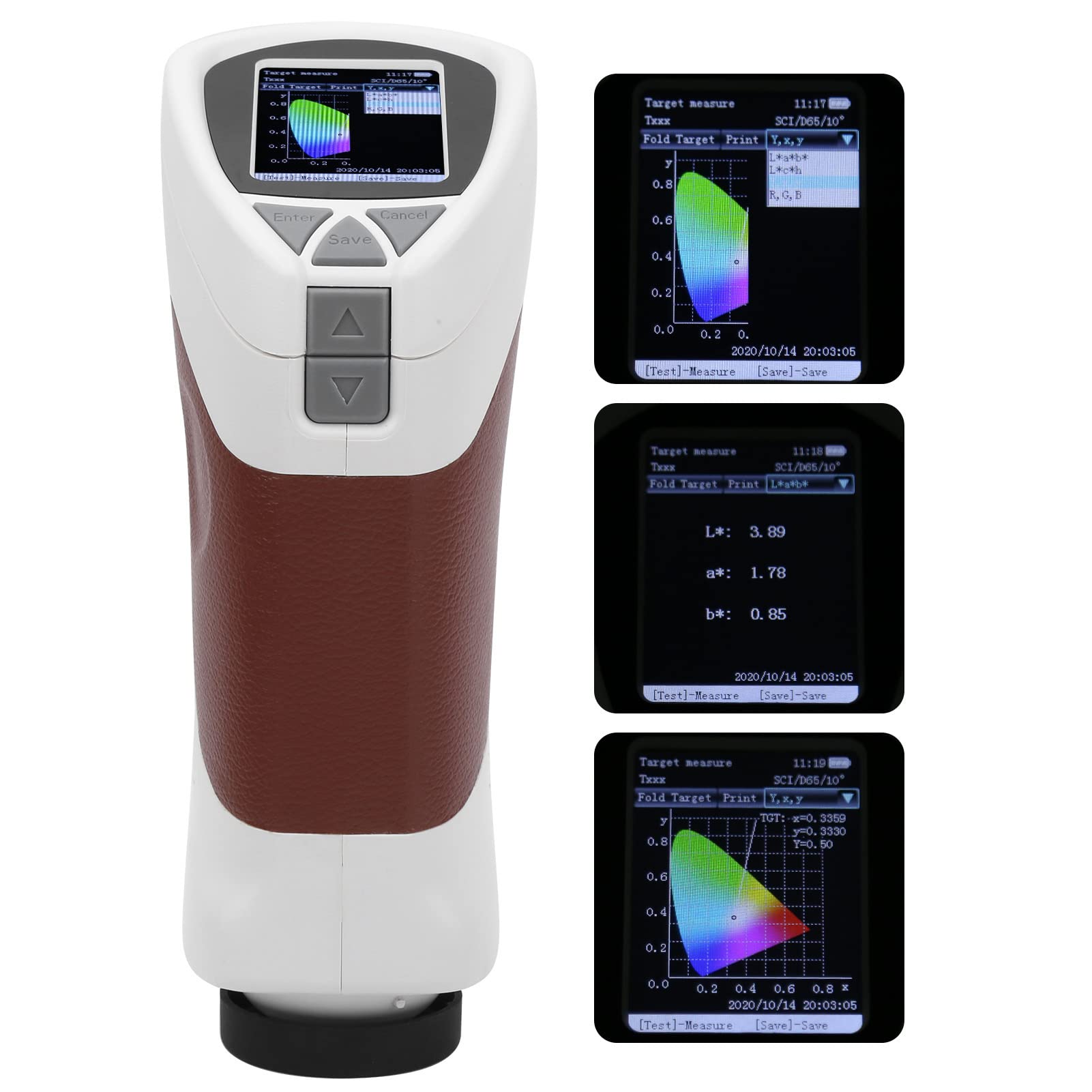 Farbmessgerät, CS-10 8MM ABS Hochpräzises Digitales Colorimeter, Tragbares Color Reader, Farbfächer Digital Bestimmen und Identifizieren für Kunststofftüchern Pulvern