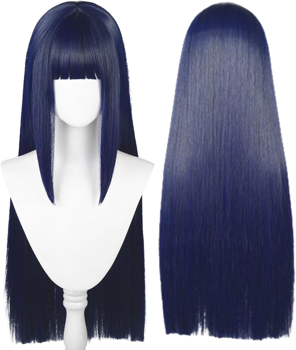 Cosplay Wigs Long Straight Blue Hair Halloween Party Hair Adult Women Synthetic Wig