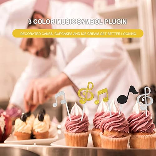 Miniatura 6 de DOERDO - 18 adornos musicales para cupcakes musicales, para decoración de tartas con temática de músicos, cumpleaños, bodas, baby shower, fiestas (3