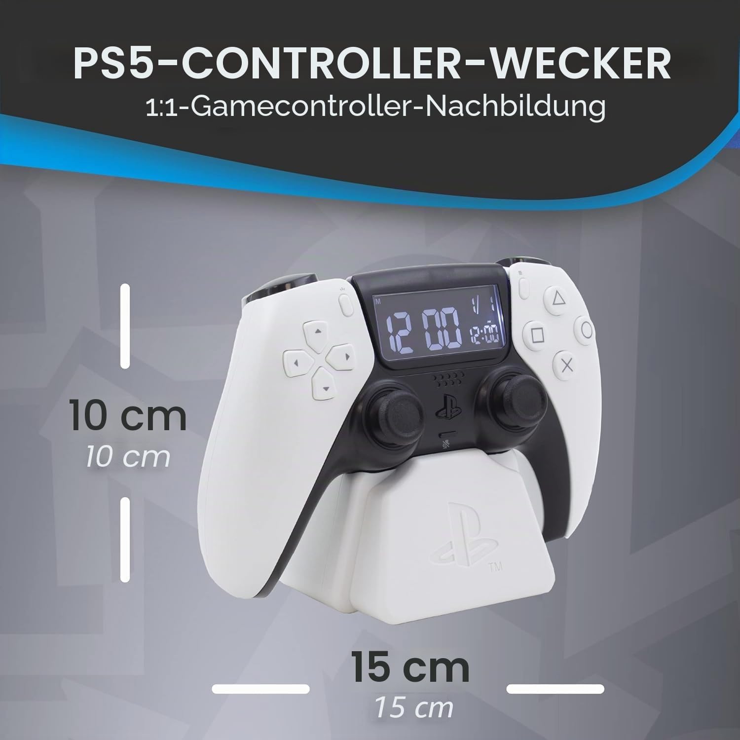 PlayStation PS5 Controller Wecker - Offiziell Lizenziertes Sony-Merchandise, digitales weißes Uhrwerk mit Datum, Geschenkaccessoire für Gamer, Schlafzimmerdeko