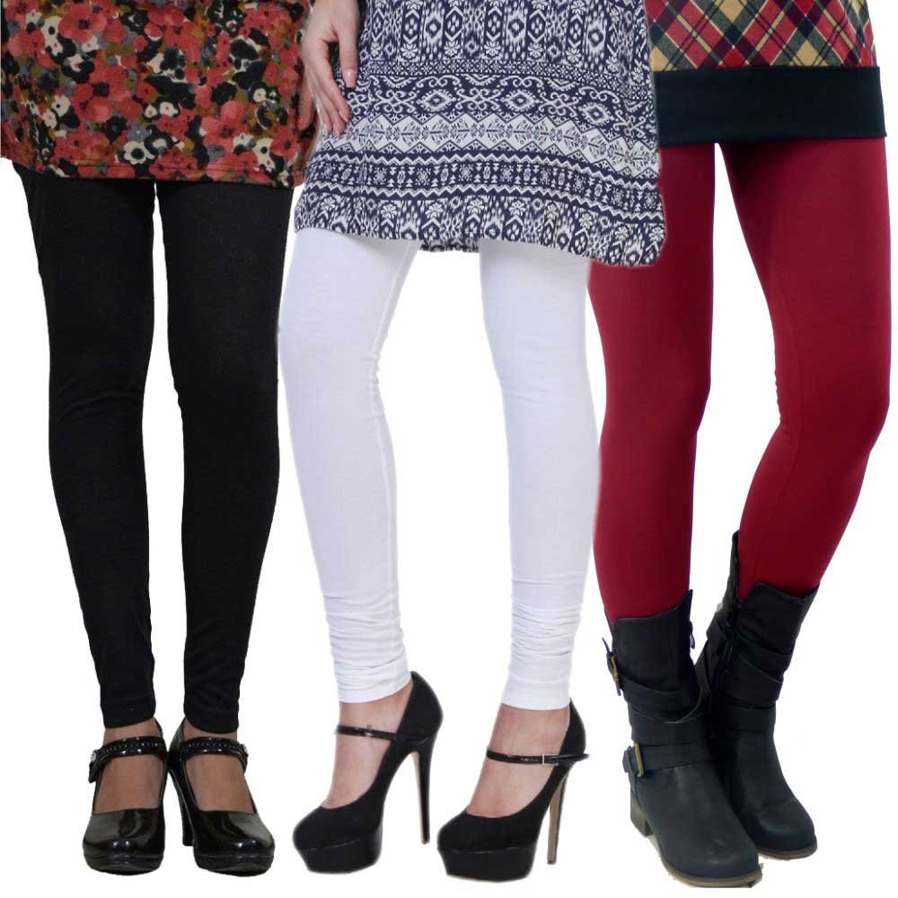 pixie Leggings Set for Women's/Girls in Combo (Pack of 3) Black, White and Maroon - Free Size-picture-13