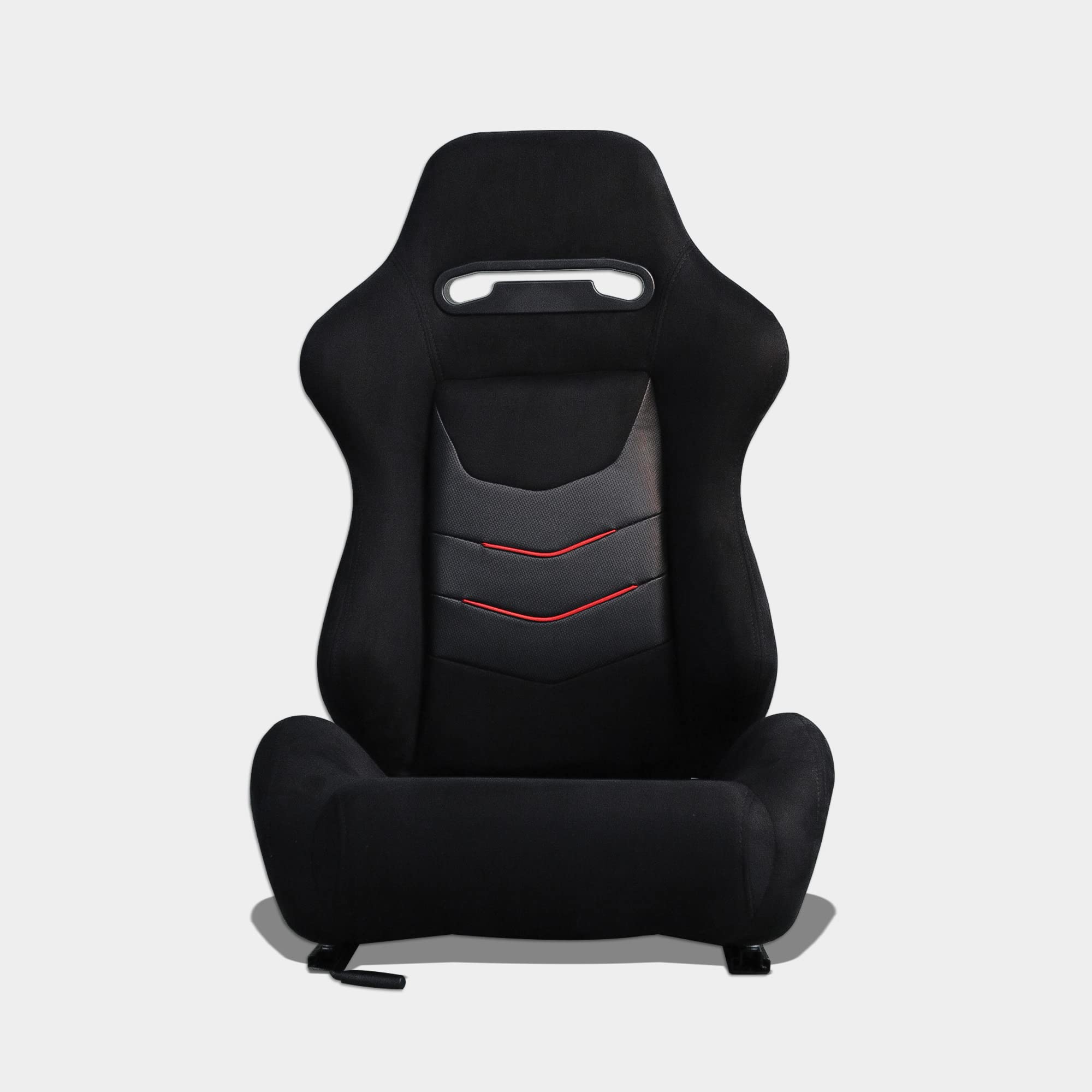 M MODAUTO Semibaquet H-E Alcántara y Detalle en Rojo,Adaptable para Coches.Ríeles Incluidos,Asiento Conductor,Asiento Deportivo(N650/Copiloto)