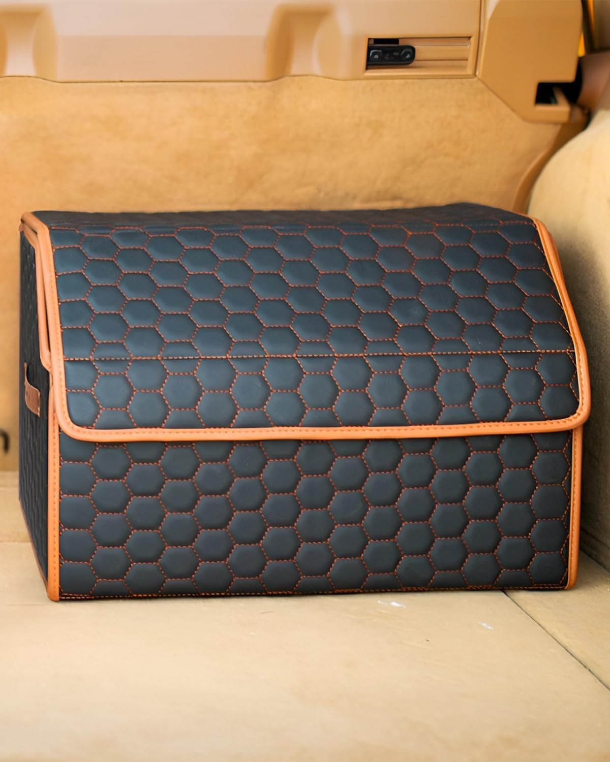 Sponsored Ad - Foldable Trunk Organizer for Car Storage - Collapsible Auto Trunk Organizer With Lid - Trunk Organization (21.6 inch, Hexy)