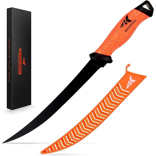 KastKing Speed Demon Pro Fillet Knife - Razor Sharp G4116 German Stainless-Steel Blade, Professional Level Knives for Filleting and Boning, Non-Slip Handles, Includes Protective Sheath