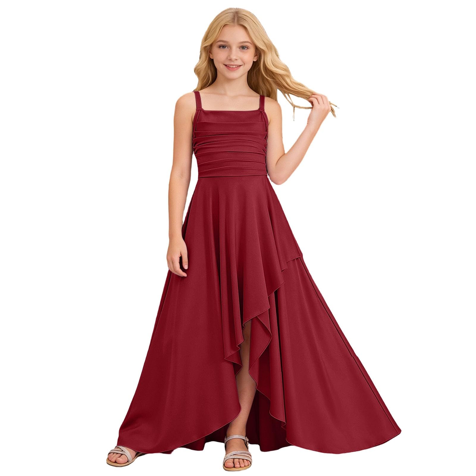 Robes de Soirée élégante pour Filles Robe Épaules Denudee sans Manches Enfant Fille Robe Soirée Princesse épaules Dénudées Midi fête Baptême Demoiselle d'honneur Communion Robes