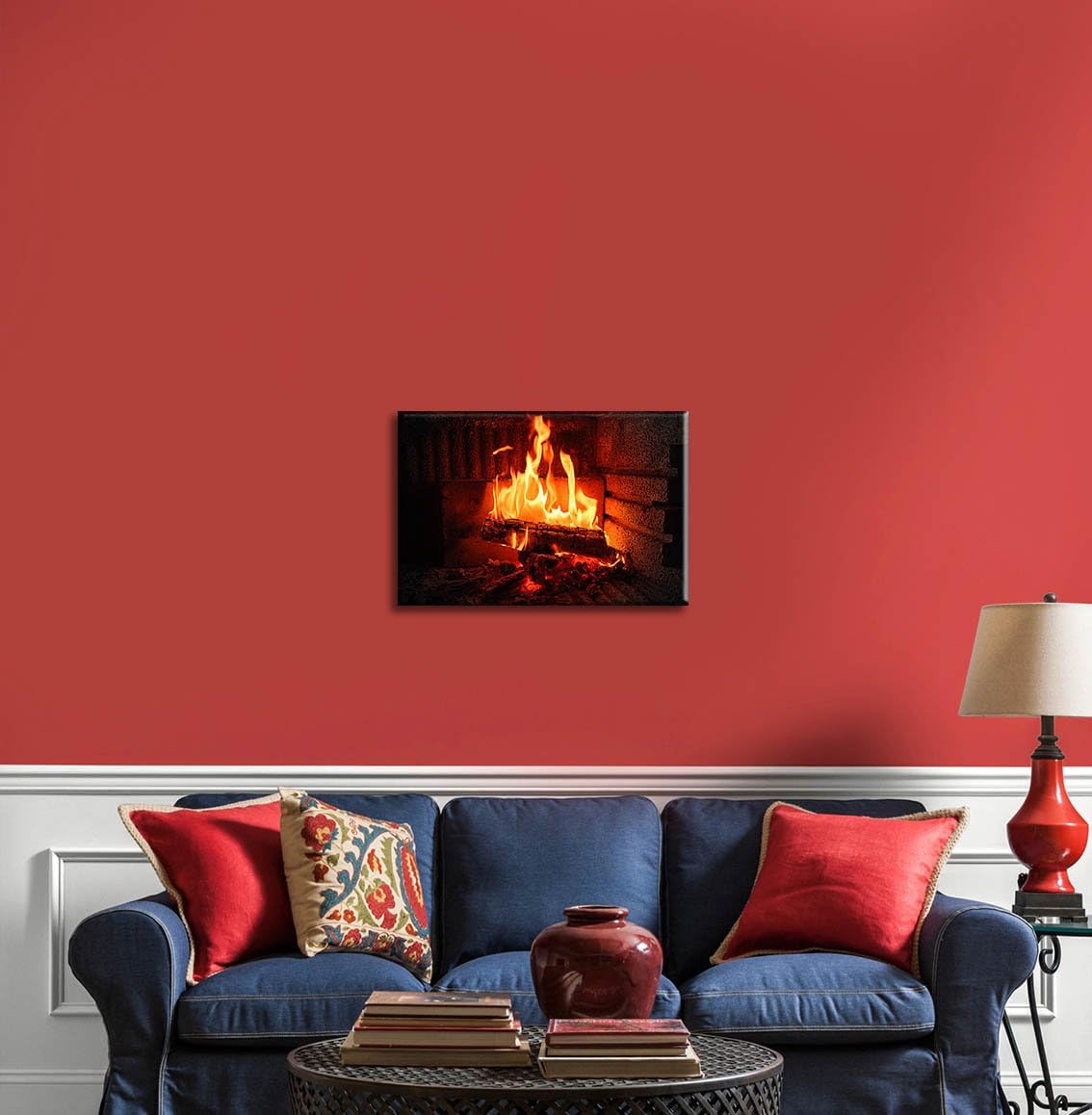 LED Lighted Canvas Fireplace Wall Art Prints Stretched on Frame for Home and Office Decor
