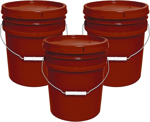 Vista 34 de Balde de 5 galones y tapa - Cubo resistente de 90 mil para todo uso - Fabricado en los Estados Unidos - Grado alimenticio - Plástico sin BPA - Rojo