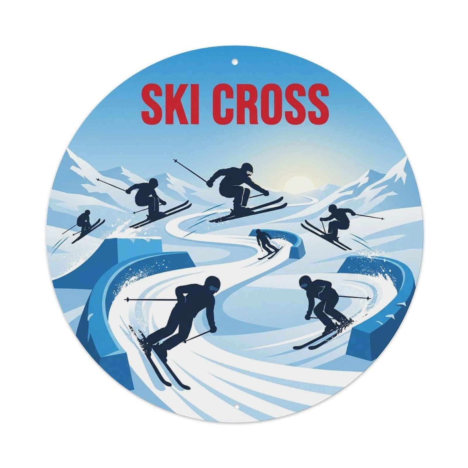 Vintage Ski Cross Extreme Sports Vintage Metal Tin Sign Plaque Wall Decor for Cafe, Club Bar, Office, Garden Metal Poster 8x8Inch