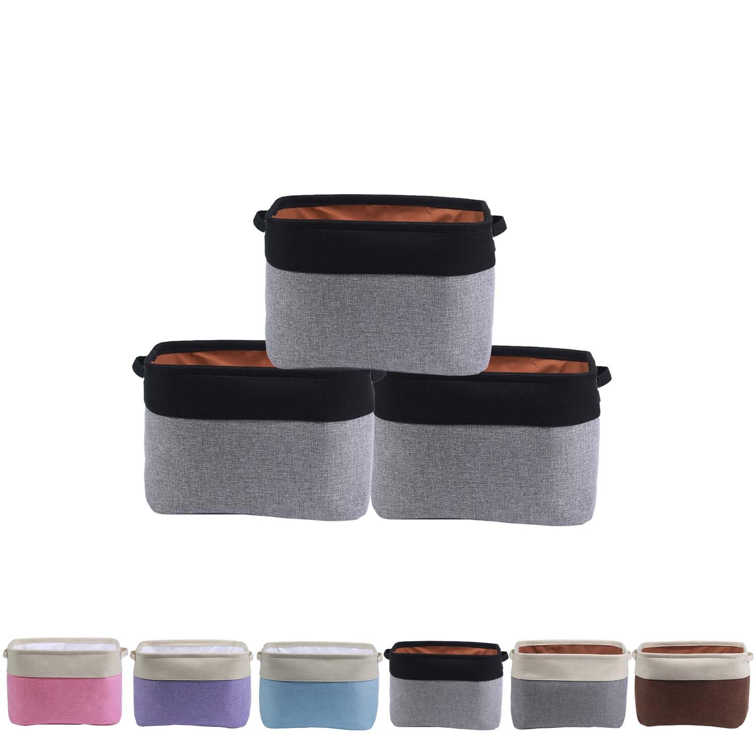 kamuavni Large Fabric Storage Basket, Collapsible Storage Cubes Organizer with Cotton Handles Rectangle Storage Bins For Closet/Nursery/Bathroom/Kids Room 15 * 10.2 * 9.5Inch, grayblack