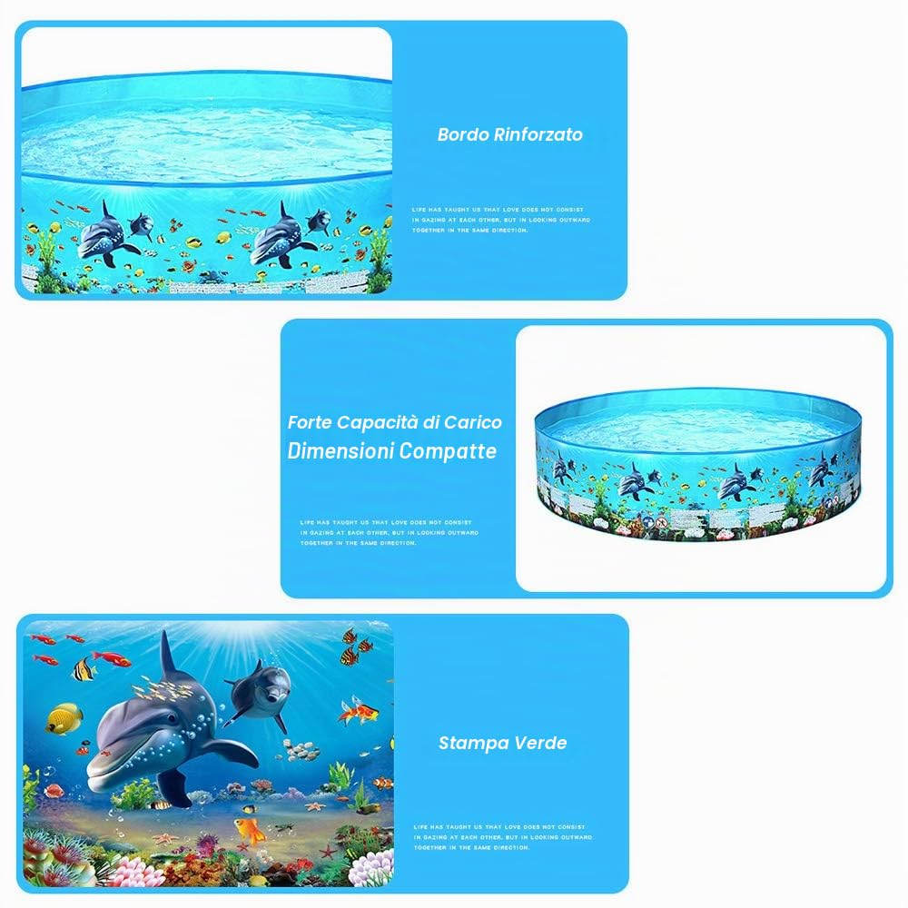 Piscina portatile pieghevole in plastica rigida per neonati, bambini e adulti, non necessita di gonfiaggio, piscina rotonda per famiglie, vacanze, multiplo