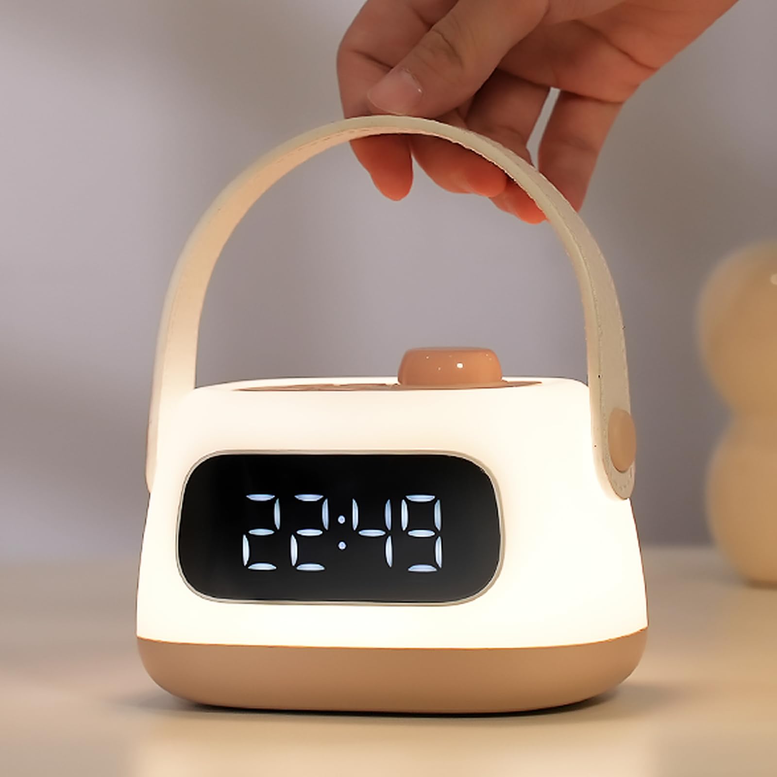 Kids Alarm Clock with Night Light,Digital Clock with LED lights,Dimmable Bedside Wake Up Light for Bedroom,Rechargeable Night Lights for Kidsroom,Bedside Alarm Clocks for Boys Girls Birthday Gift