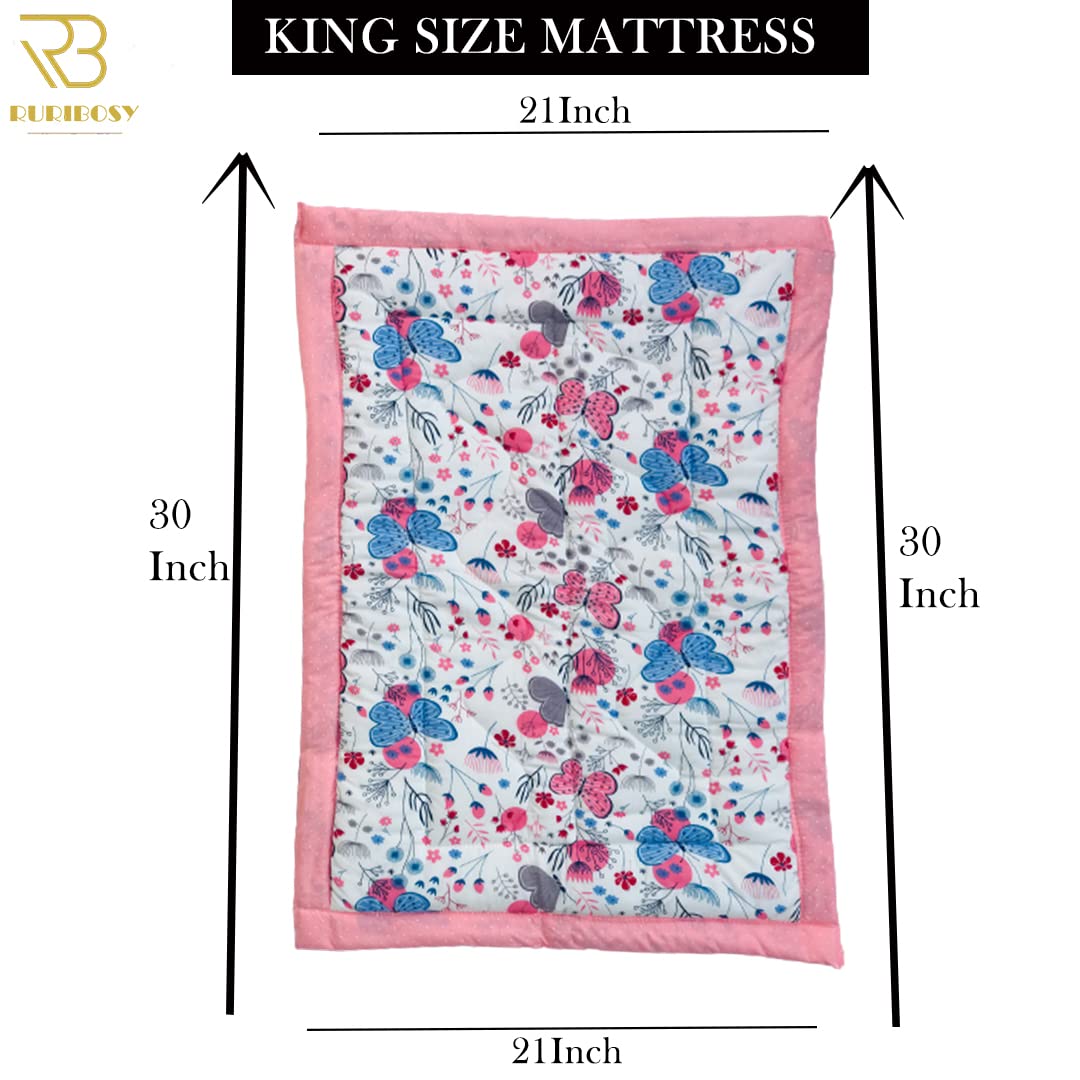 RURIBOSY| Bedding Mattress for Cotton,Baby Sleeping Bed Set Godari Baby Cradle Bed |Sleeping Mat |Multi Purpose Cushioned Bed | Made with Pure Cotton | Age(0-1YR) (White) 4
