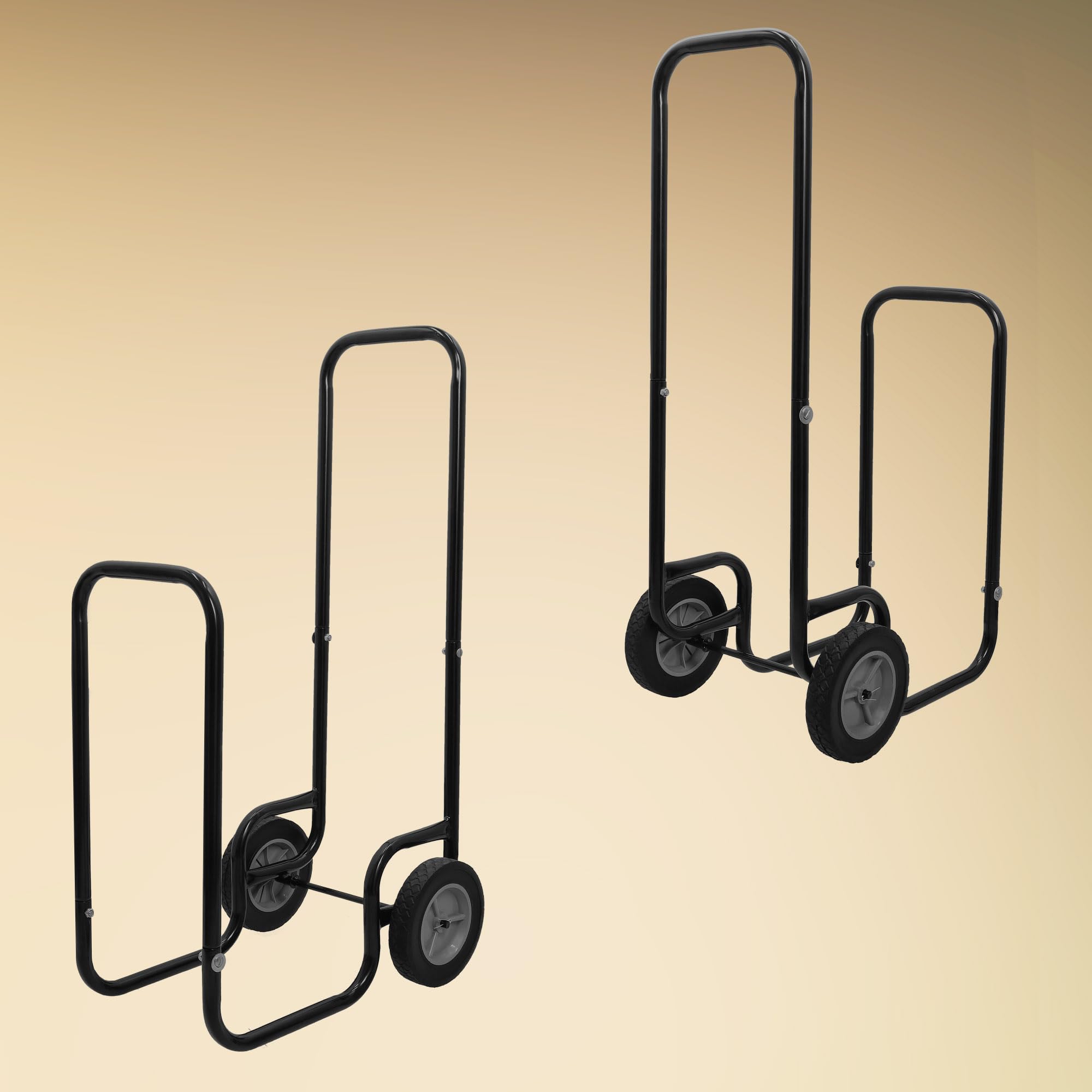 KOTARBAU® Carrello per legna da ardere con ruote, carrello in legno, 102 x 54 x 41 cm, 80 kg, colore nero, verniciato a polvere, per legna da ardere e legna da ardere
