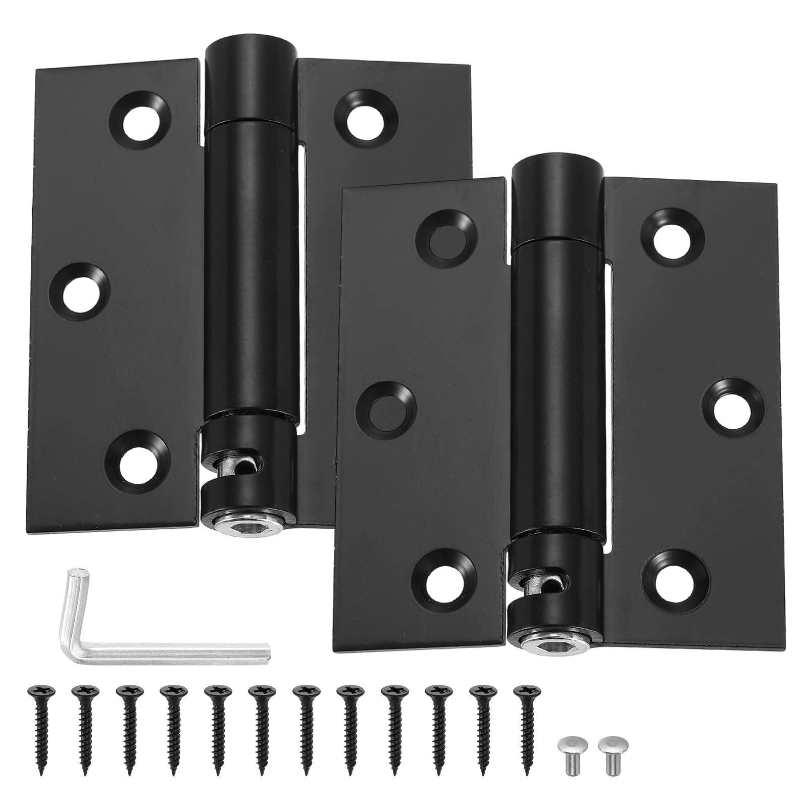 PATIKIL 3 Inch Spring Loaded Door Hinge Stainless Steel,2 Pcs,Black