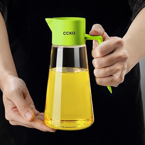 Miniatura 8 de CCKO Botella dispensadora de aceite de oliva de 19 onzas para cocinar en la cocina, dispensador automático de aceite de cocina sin goteo, adecuado