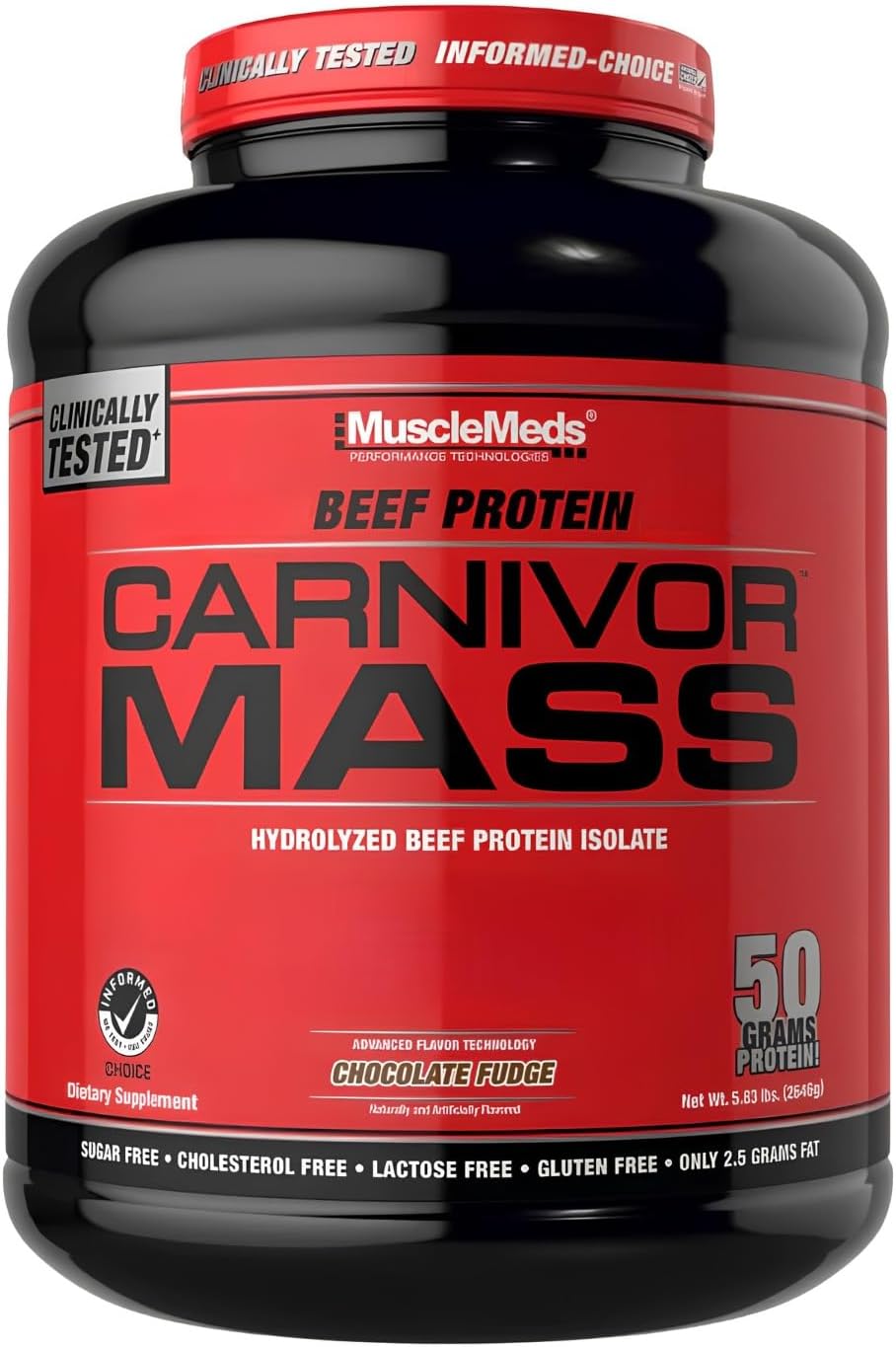 MuscleMeds Carnivor Mass Chocolate Fudge, 5.83lbs - HALAL