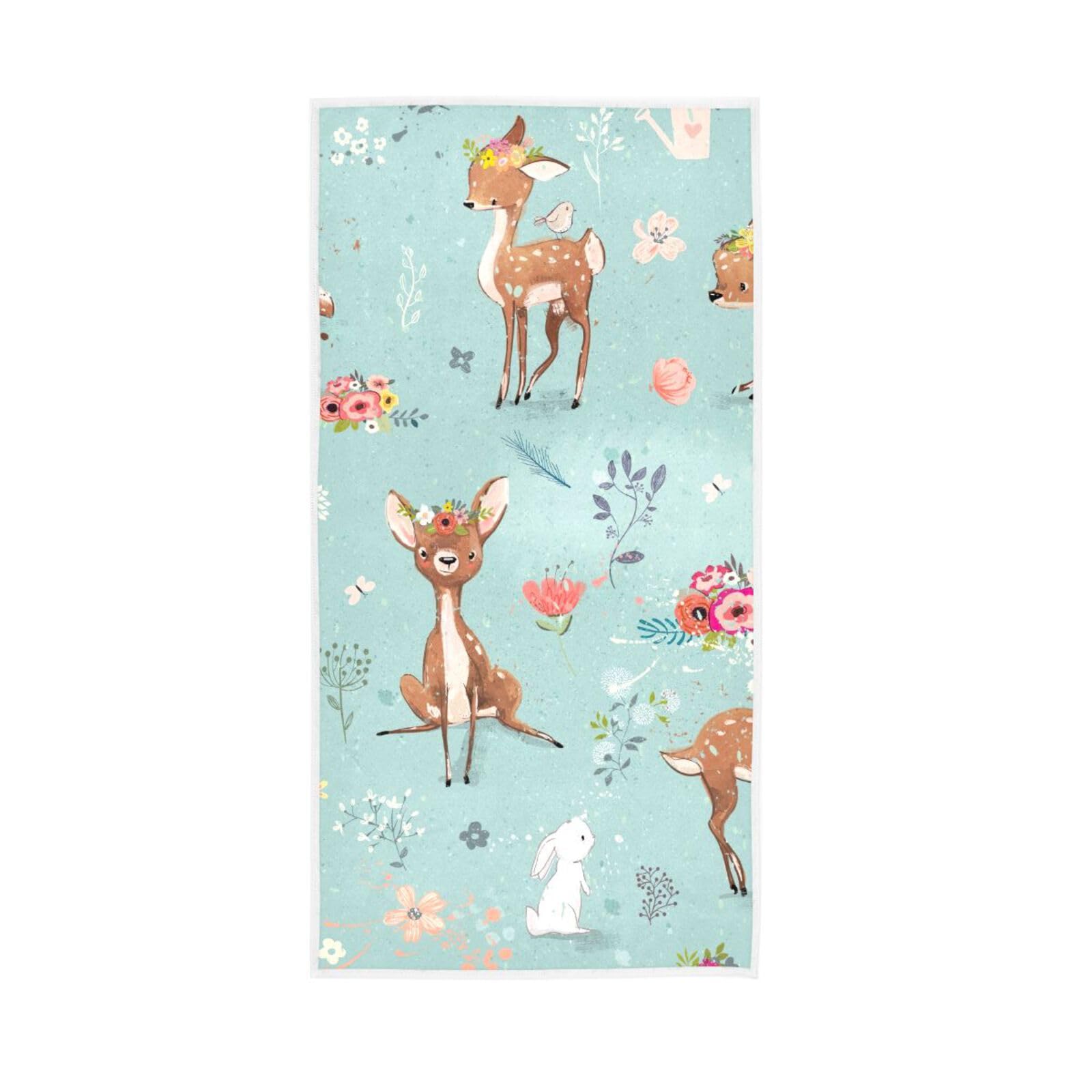 HUYGD Cute Deer Towel, 15 x 30 Inches Absorbent Hand Towel Spa Towels for Body Thick Towels for Bathroom