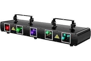 U`King 5 Beam Effect Sound Activated DJ Party Lights RGBYC LED Music...
