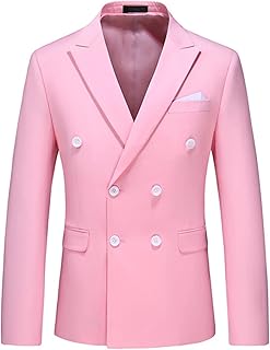 Chaqueta de Traje de Doble Botonadura de Color sólido Informal de Negocios para Hombre
