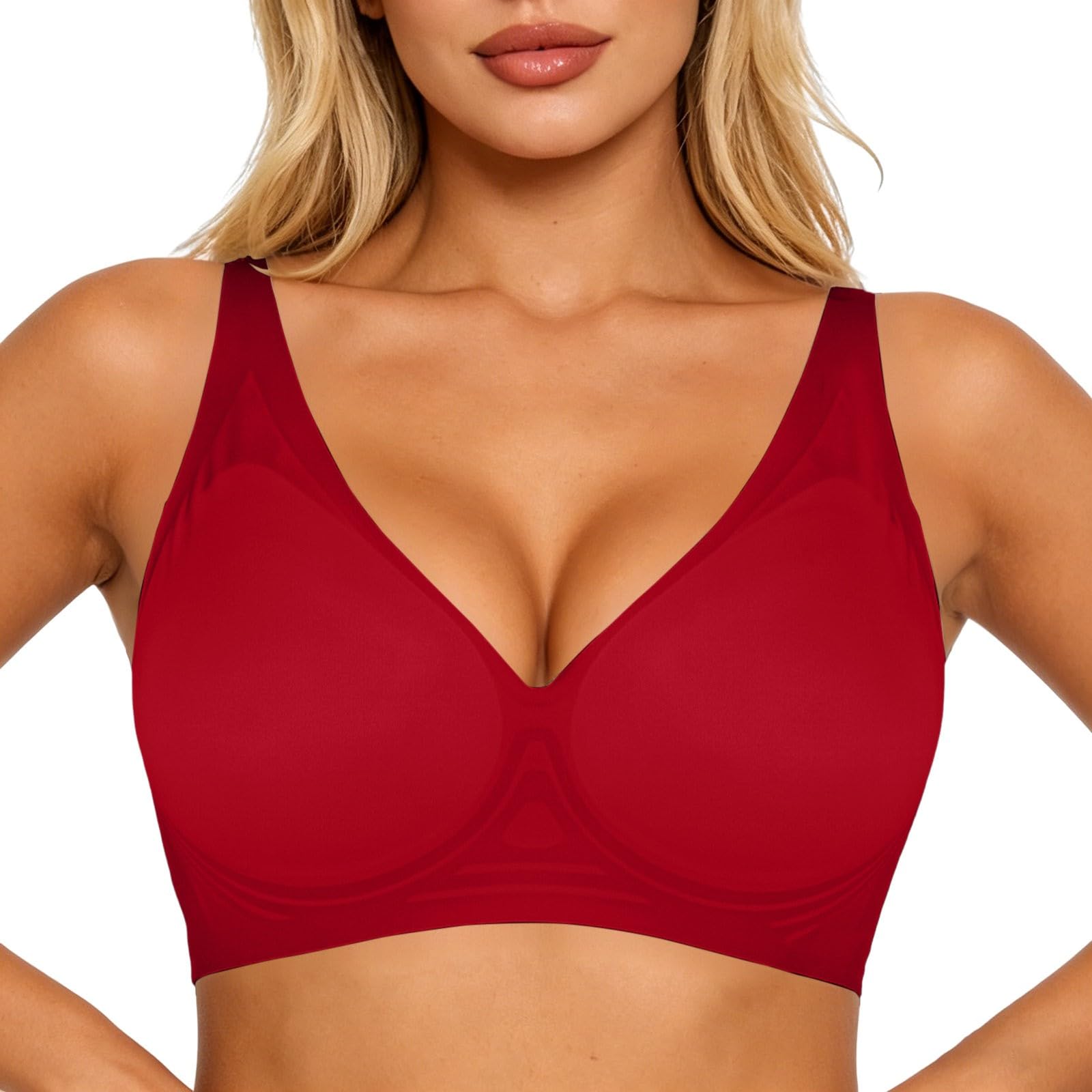 Jelly Bras for Women Deep V Wireless Push Up Leopard Bra Lift Supportive Full Coverage No Underwire Seamless Jelly Bras Plunge Bralette Comfort Adjustable Straps Everyday T-Shirt Shapecurve Bra — view 21