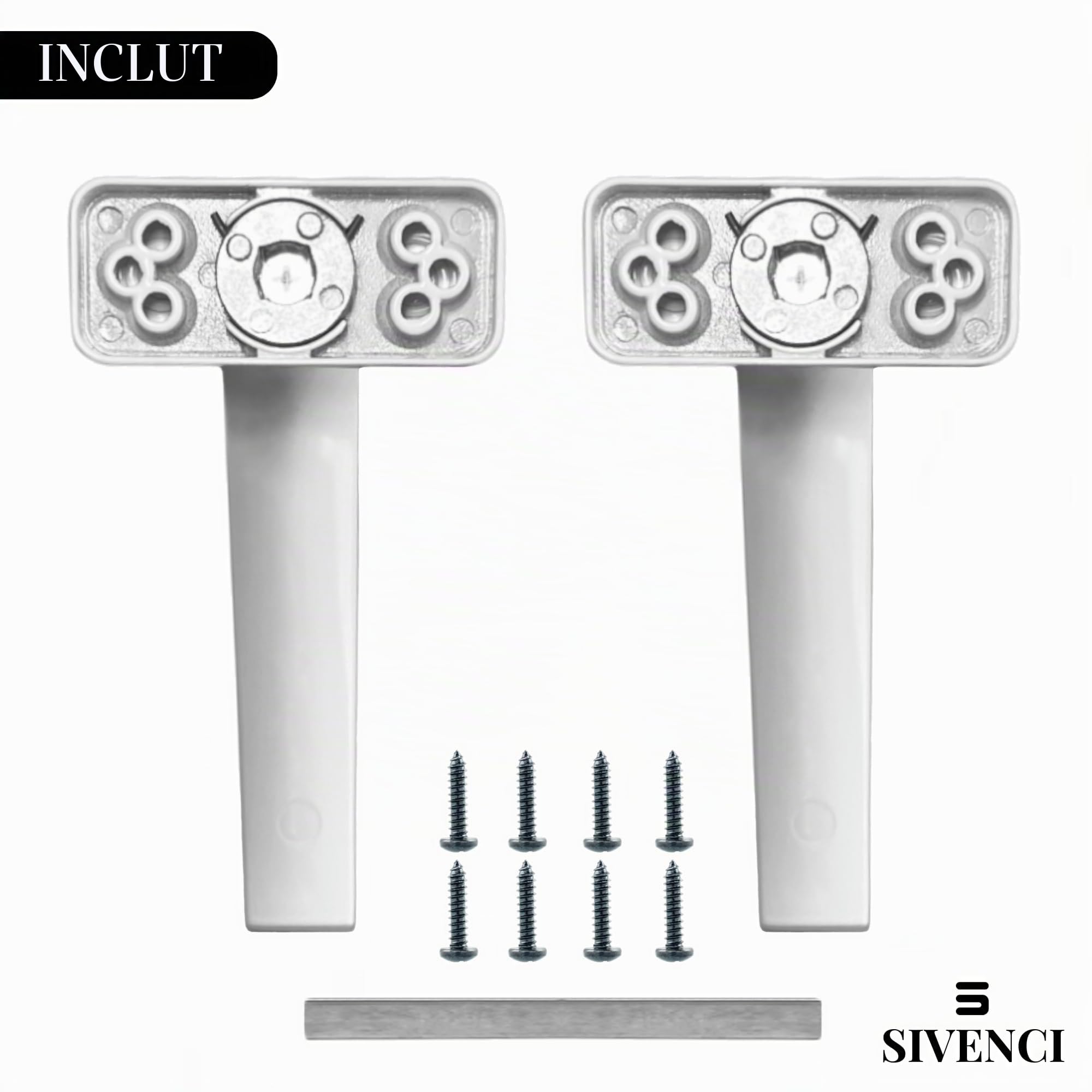 Jeu de Manilles en Aluminium pour Portes | Manille avec Rosette | Écu Rectangulaire | Carré de 8 mm | Manivelle Réversible | Laqué Blanc