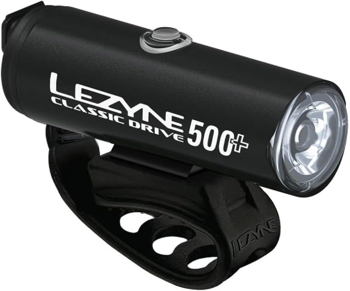 LEZYNE Classic Drive 500 Lumens Bicycle USB Rechargeable IPX7 White LED Front Light w/Multiple Solid & Flash Modes | Integrated Versatile Strap Mount Compatible w/Helmets & Handlebars