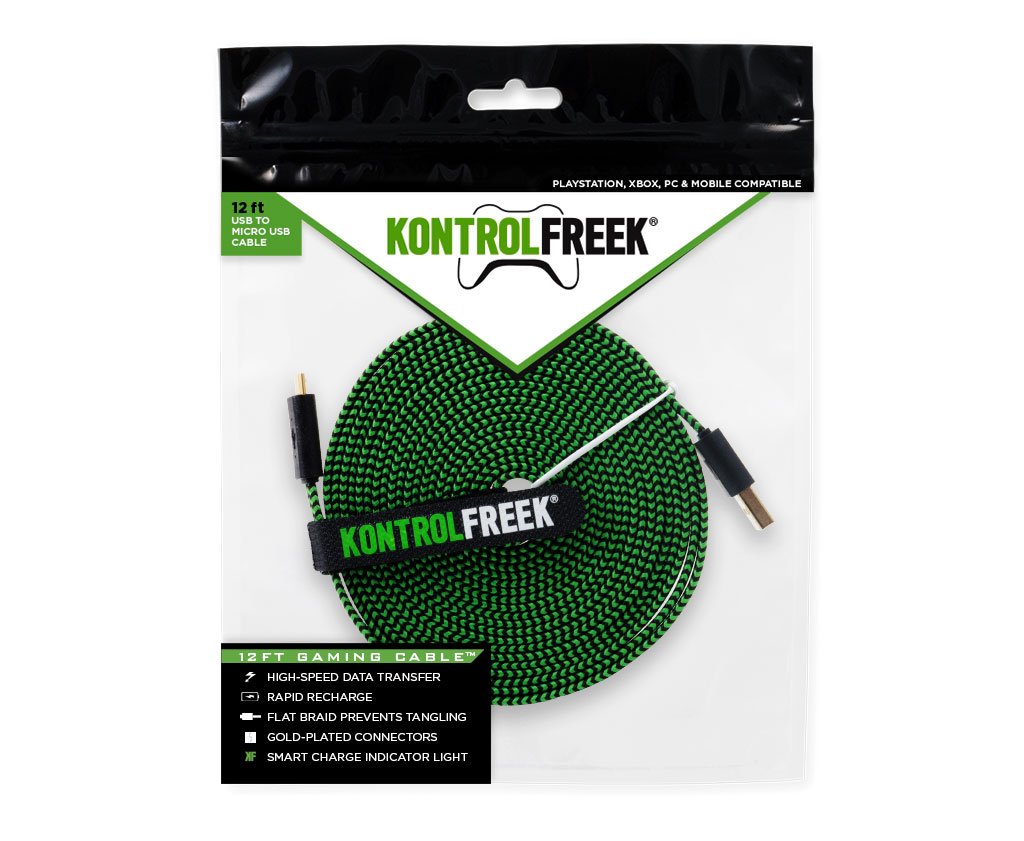 KontolFreek 12ft Performance Gaming Cable fits PS4, Xbox One, Android, Micro USB