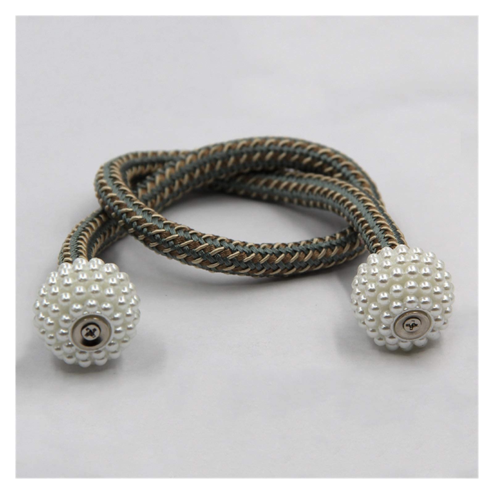2Pc Magnétique Rideau Embrasses Retenues Boucle Clip Sangle Aimant Perle Boule Rideau Suspendus Ceintures Tiges Corde Accessoires (Taille Unique | Gris Vert)