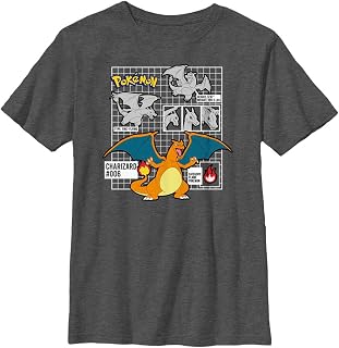 Pokemon Kids Poke Charizard Highlight Boys Short Sleeve Tee Shirt