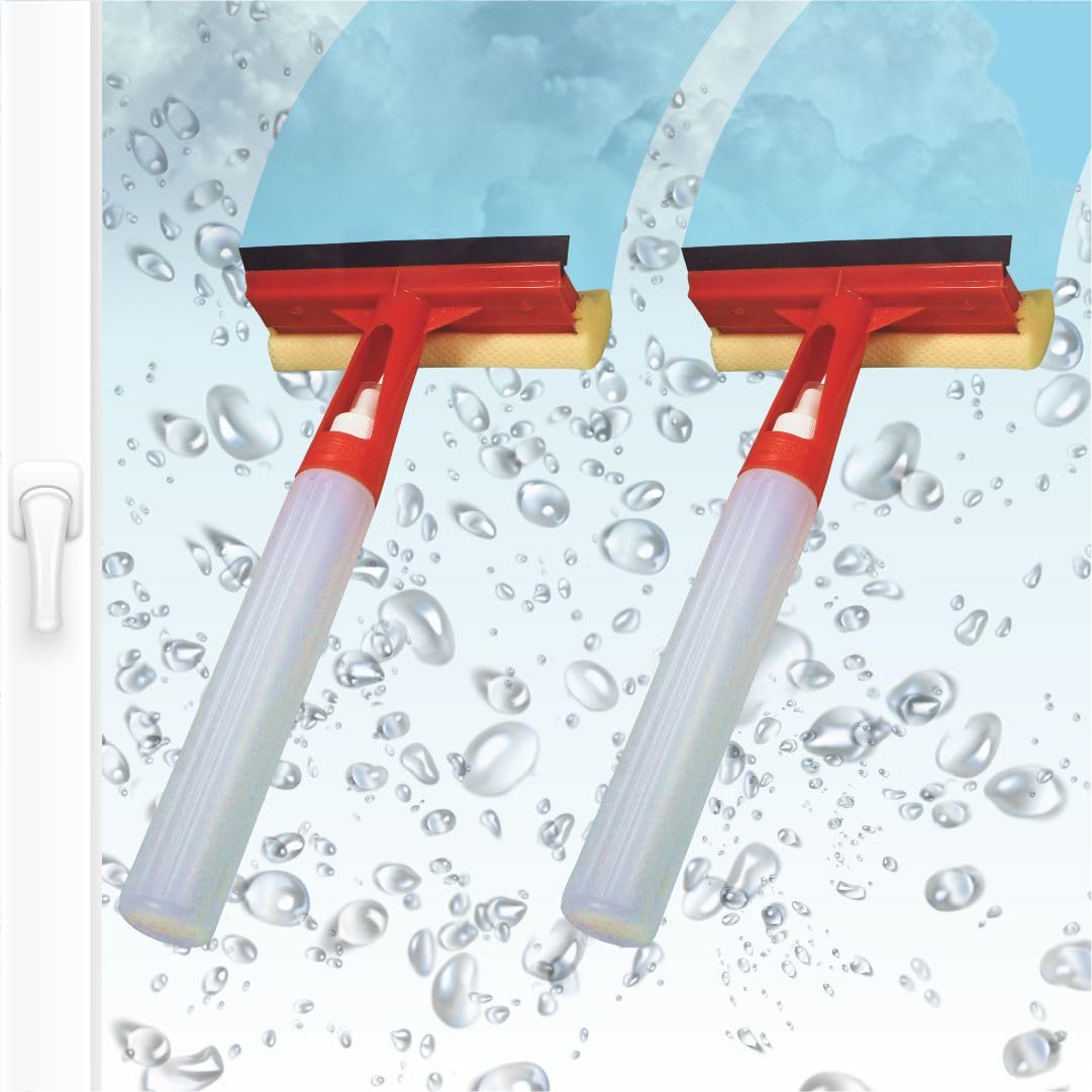 UNIQUE Multipurpose 2 in 1 car Glass Cleaner Wiper with Spray Bottle (8x13in) Virgin Plastic Head Foam and TPE Blade for Soaking/rubbing and Wiping (Pack of 2) (B0CZRXQXBH) Amazon Price History, Amazon Price Tracker