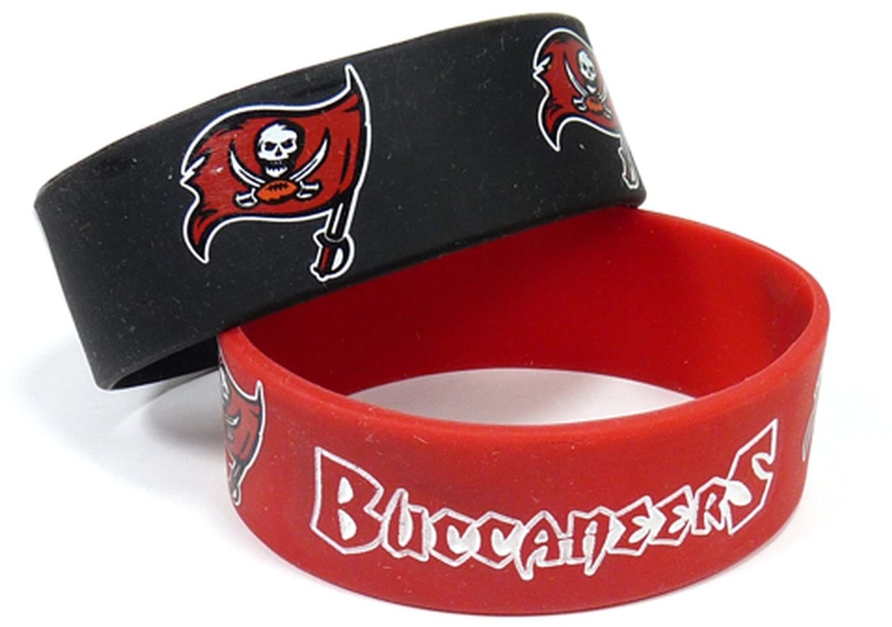Aminco NFL Tampa Bay Buccaneers Wide Bracelet, 2-Pack, Red, 4