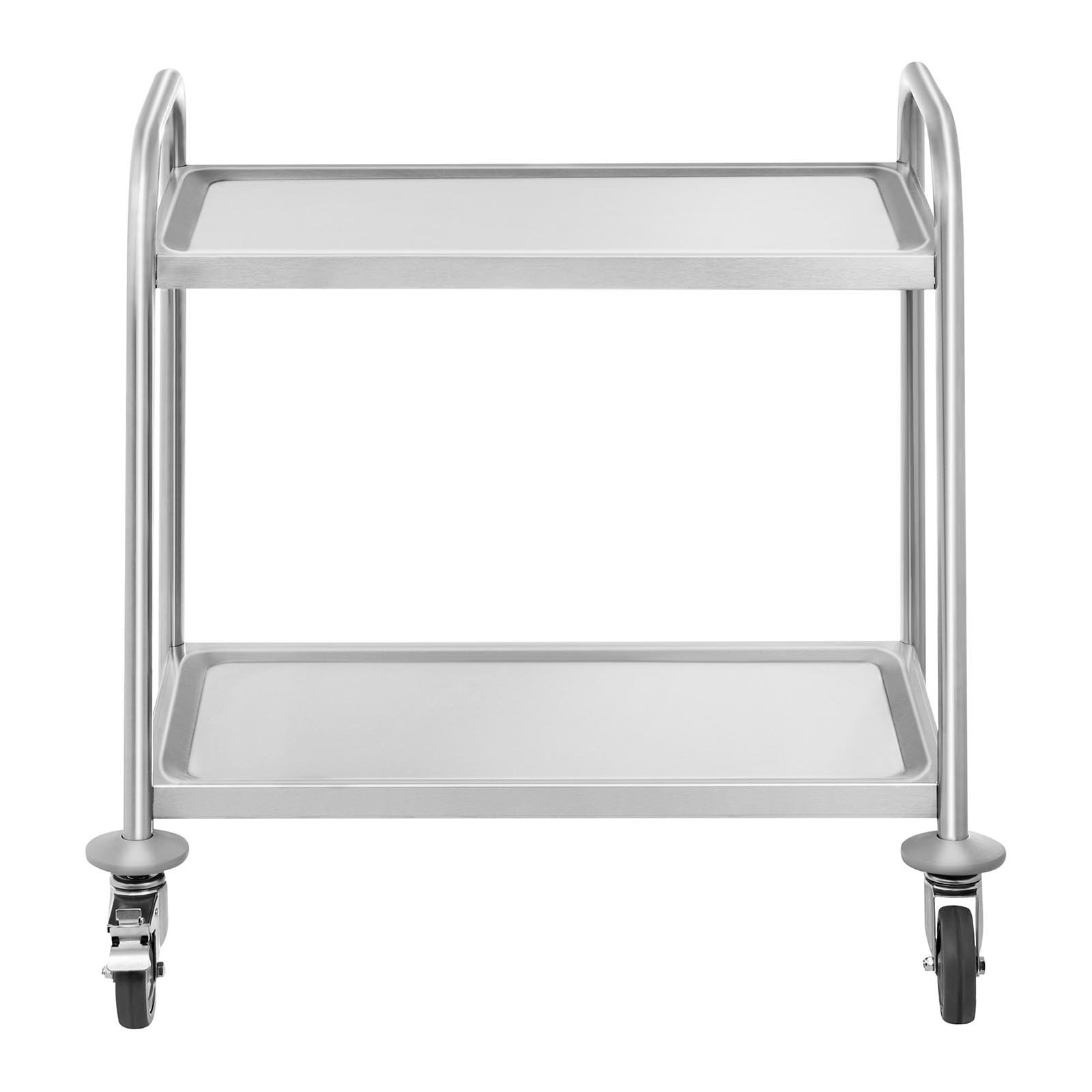 Royal Catering RCSW 2.1H Chariot de Service en Acier Inoxydable avec roulettes Chariot de Transport à 2 Bords (capacité de Charge : 150 kg, espacement des tablettes : 45,5 cm)