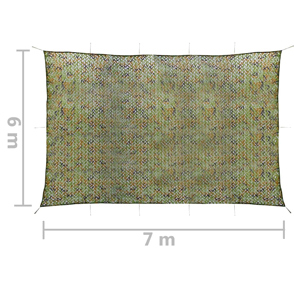 vidaXL Red de Camuflaje con Bolsa de Almacenamiento Acampar al Aire Libre Vehículos Observación de Aves Caza Pistolas Juego de Paintball Verde 6x7 m