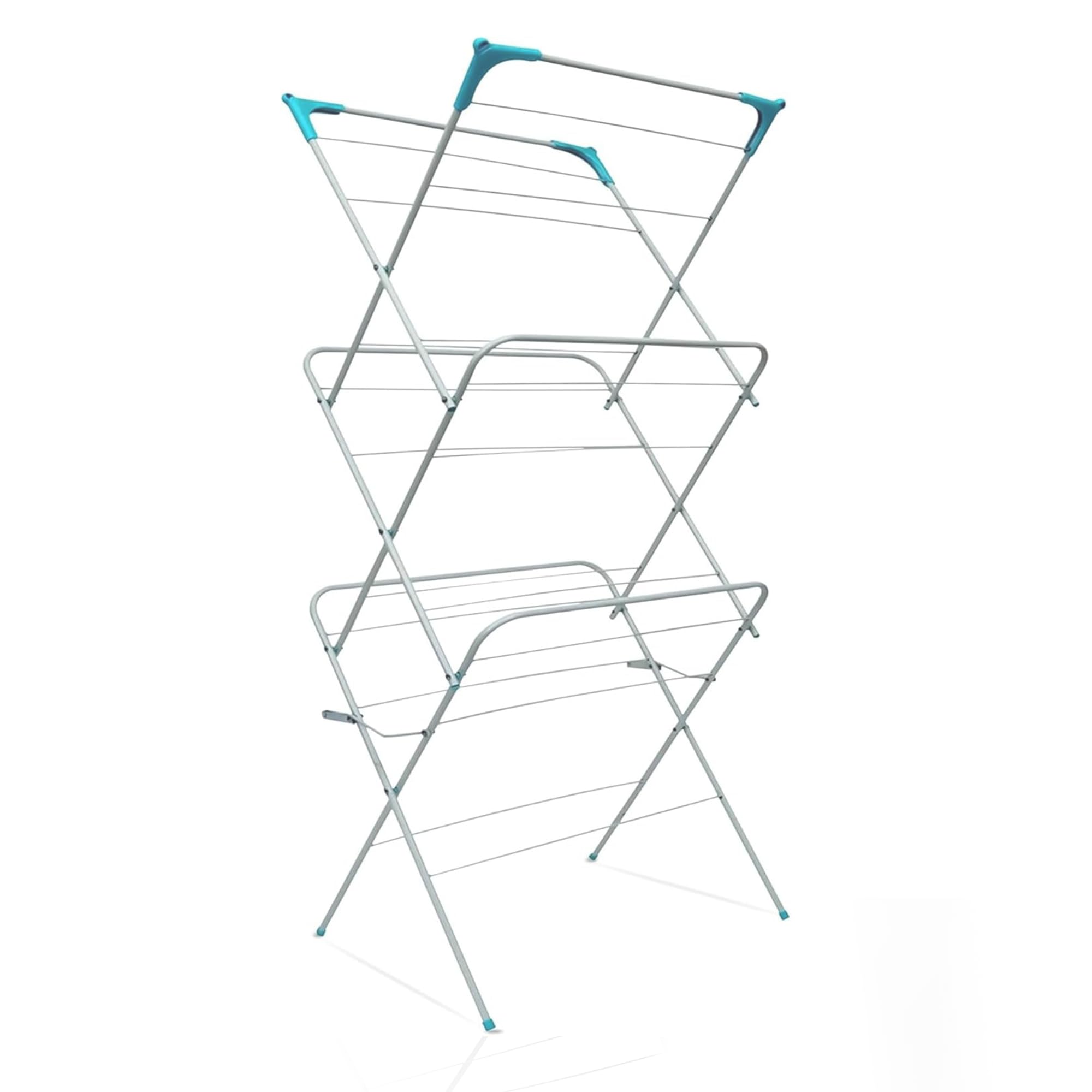 AIBULO Heavy Duty Clothes Airer 3 Tier | 24 Rail Foldable Drying Rack Indoor Outdoor | Non-Slip Feet, Corner Hanger Spaces | Laundry Clothes Horse, Holds Up to 15KG | Space Saving Airers Rack