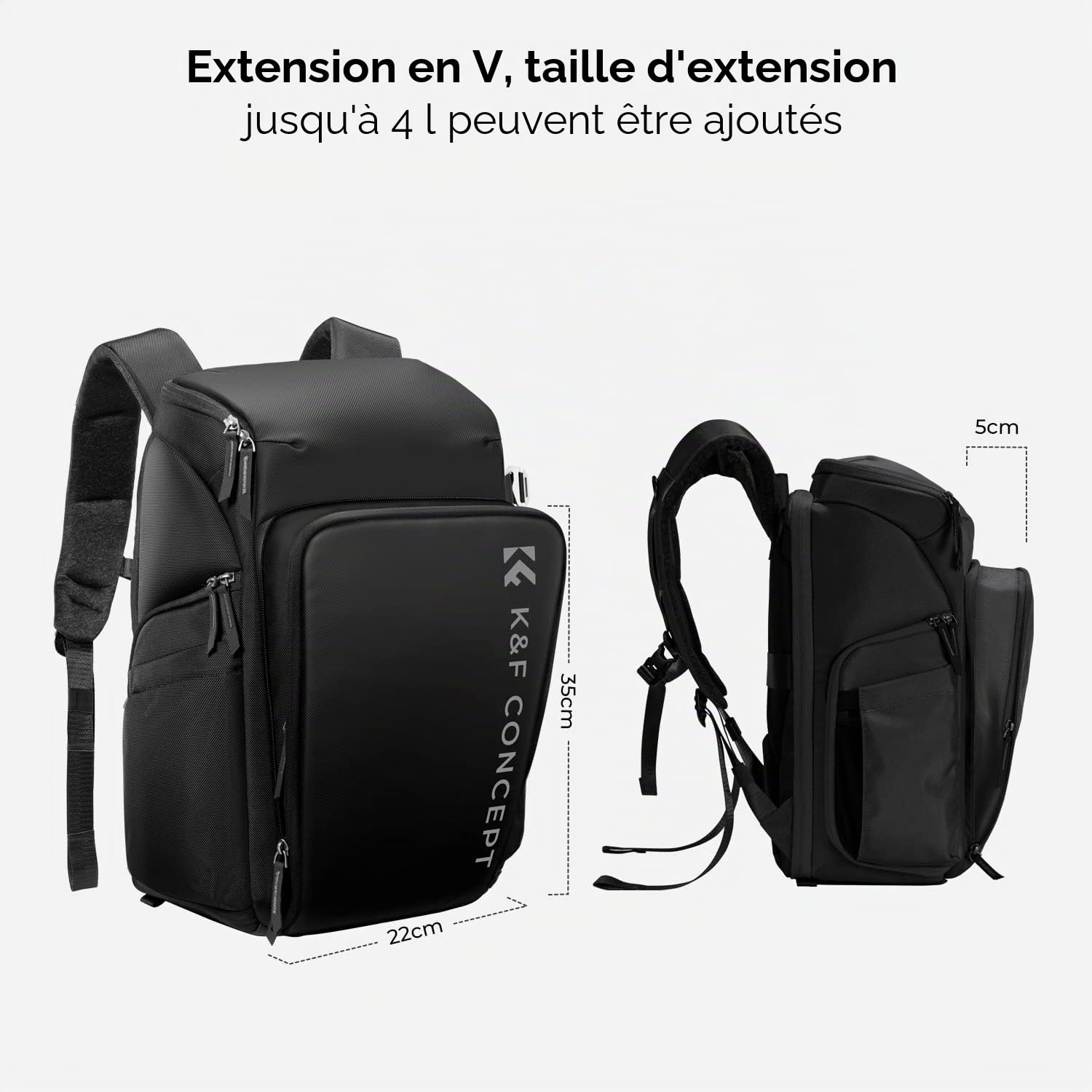 K&F Concept Sac à dos pour appareil photo sac à dos photo pour photographes, sac à dos pour appareil photo avec compartiment pour ordinateur portable 16 pouces, DJI Mavic Drone (sac à dos Alpha 25L)