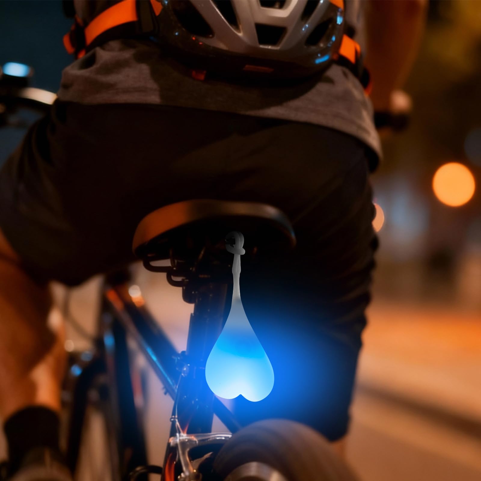 Feux arrière de Boule de vélo, Riloer Feux arrière pour VTT, Éclairage décoratif pour Jardins lumières d'avertissement de Coeur de vélo, Lampe d'oeuf LED Essentielle de Nuit, imperméable，Bleu