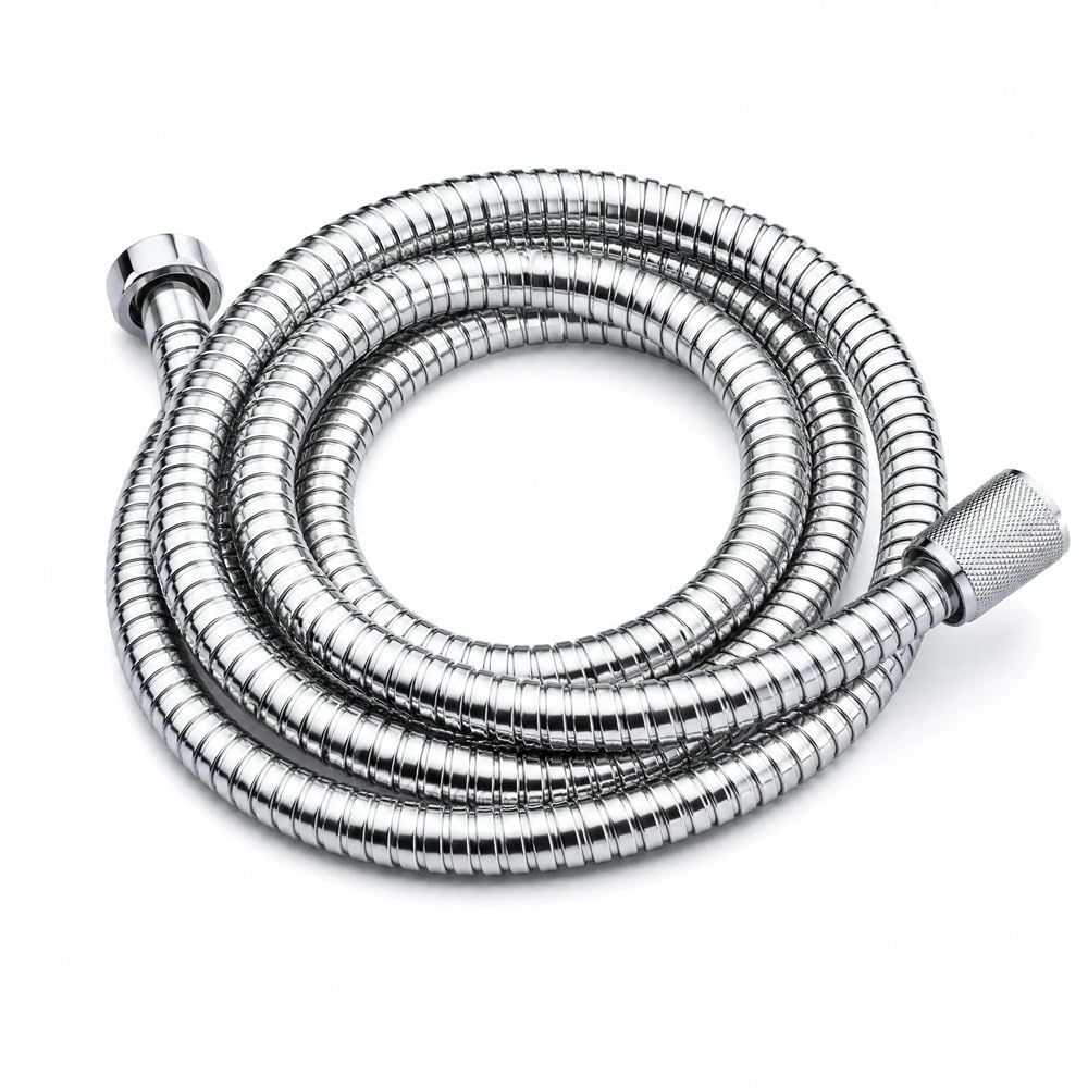 Chrome Shower Hose, Flexible Stainless Steel, 1.5m, Bathroom Replacement Hose