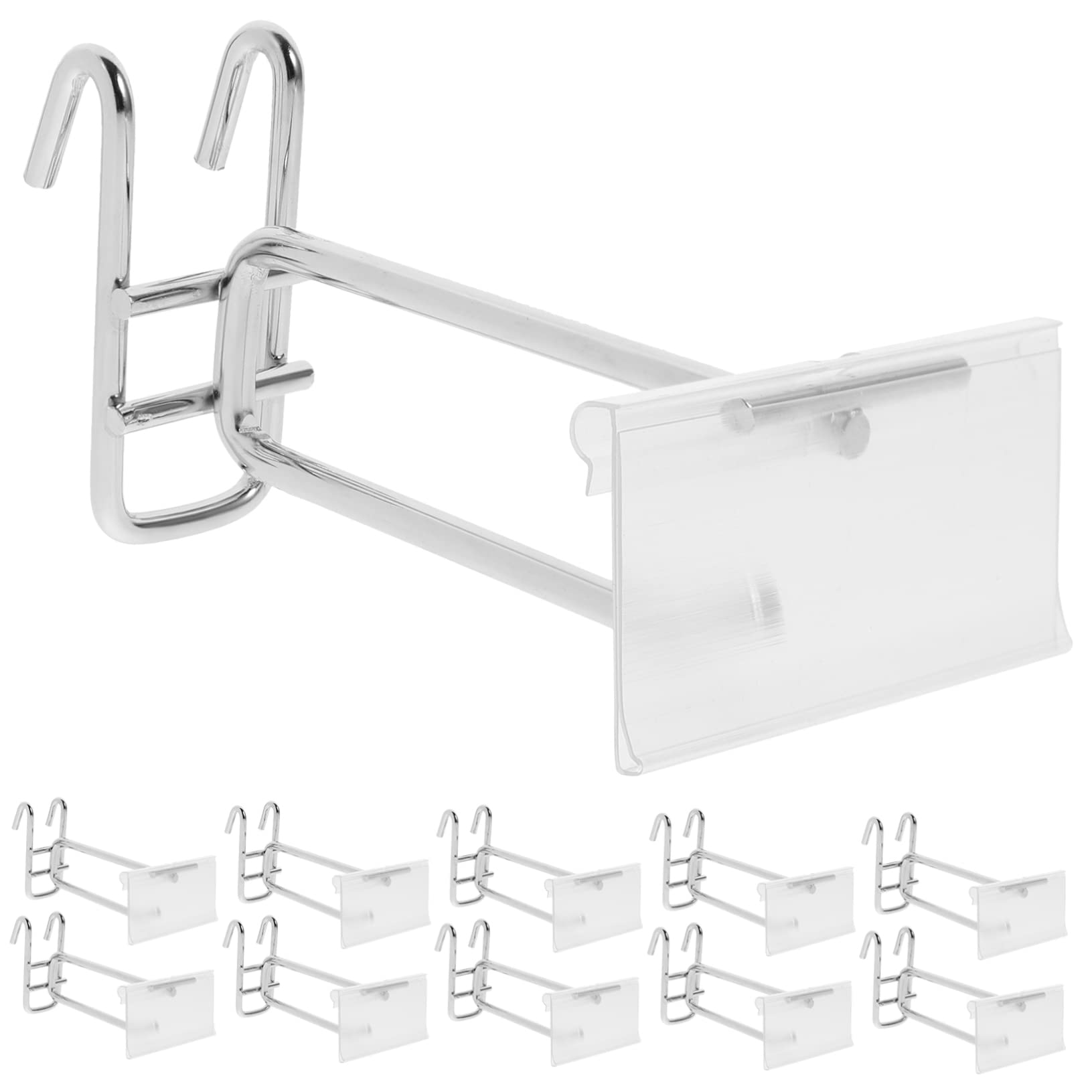SOLUSTRE 10 Stück Garagen Lochwandhaken aus Stahl Stabile Metallhaken mit 6mm Tragstab und Preisschildhalter für Werkstatt Büro und Einzelhandel