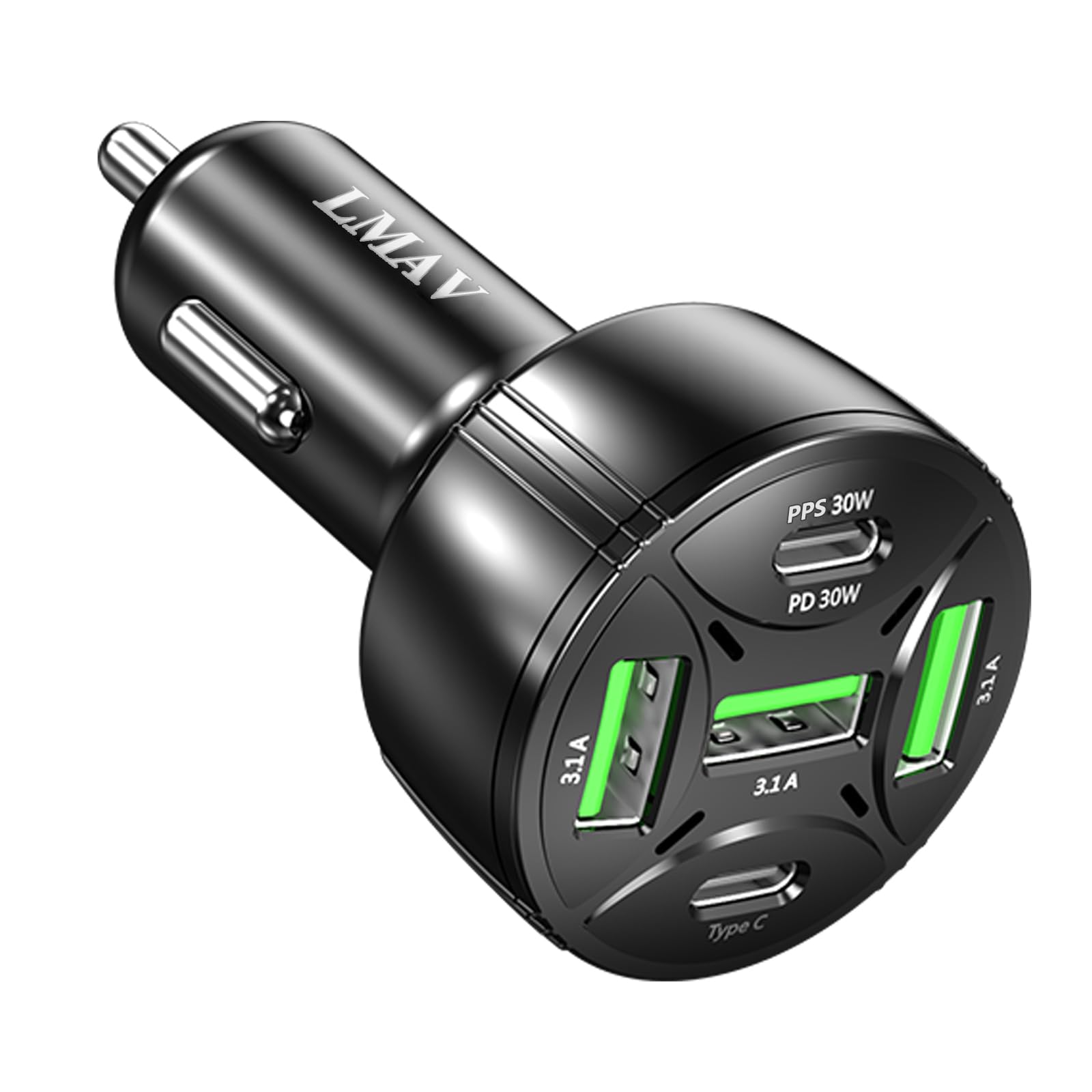 USB C Car Charger Adapter, 5 Ports 75W PD 3.0 Car Phone Charger Fast Charging Compatible with iPhone 16/15/14/13 Pro Max Series, iPad Pro, Galaxy S24/S23/S22/Note 20, Android, Pixel.