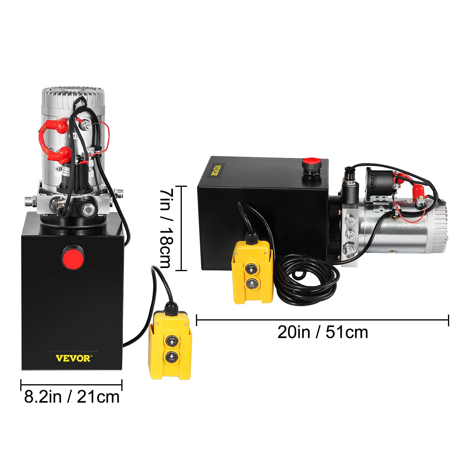 VEVOR Pompa Idraulica Hydraulic Pump 12V DC Singola Agendo con Serbatoio d'Acciaio per Elevatore (6L)