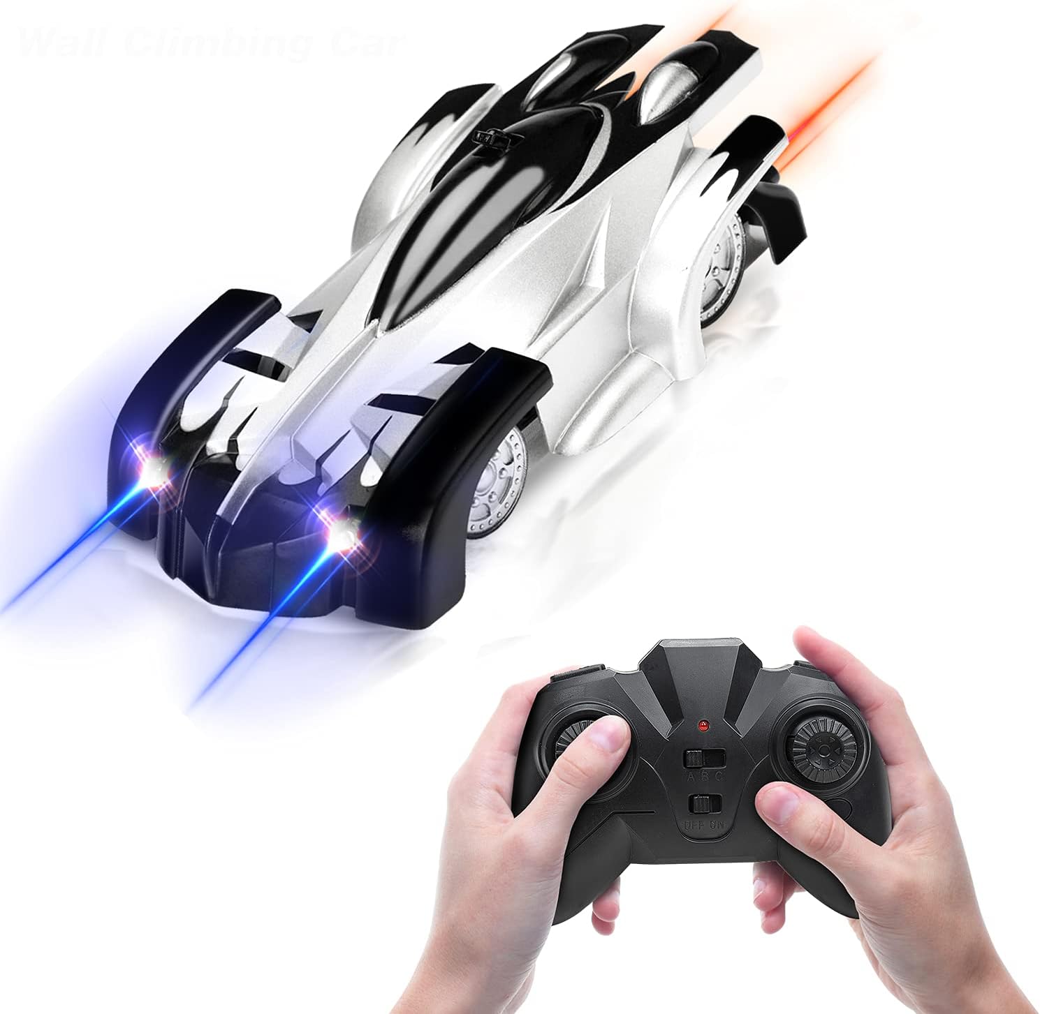 Fivejoy Coche Teledirigido, Coche RC, Coche Teledirigido para Niños con 2 Modos de Pared/Piso, 360 Rotación Climber Alta Velocidad Control Remoto Coches, Luces LED y Cable USB, Juguetes para Niños
