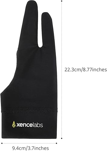 Miniatura 5 de XENCELABS, Guante de artista, guante de dibujo para mano izquierda y derecha para tableta de dibujo, guante de 2 dedos para dibujo, color negro,