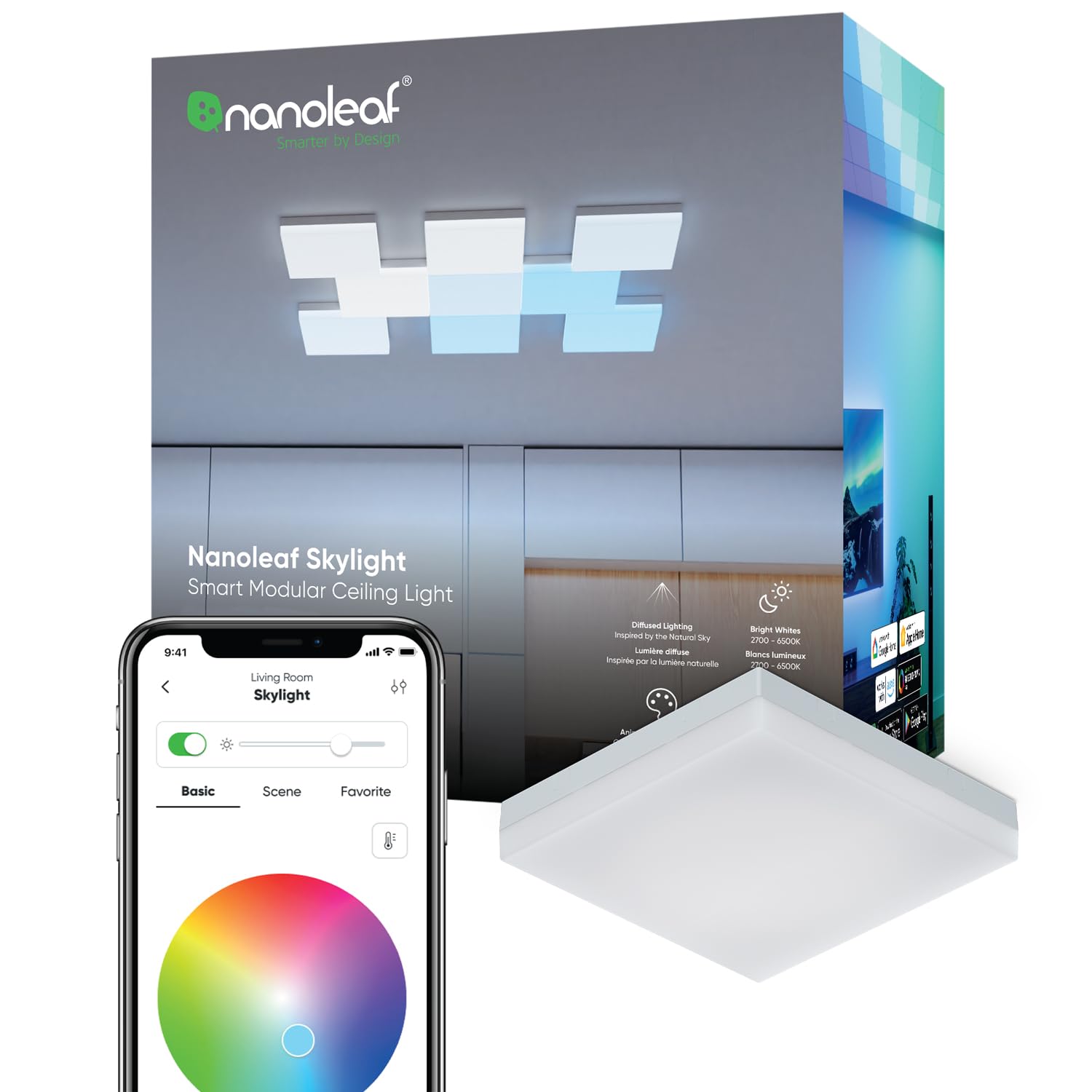 Nanoleaf Skylight Extension Pack, 1 LED Ceiling Light (Starter Kit Required) - RGBCW Wi-Fi Connected Indoor Ceiling Light, Compatible with Apple Home Amazon Alexa Google Home