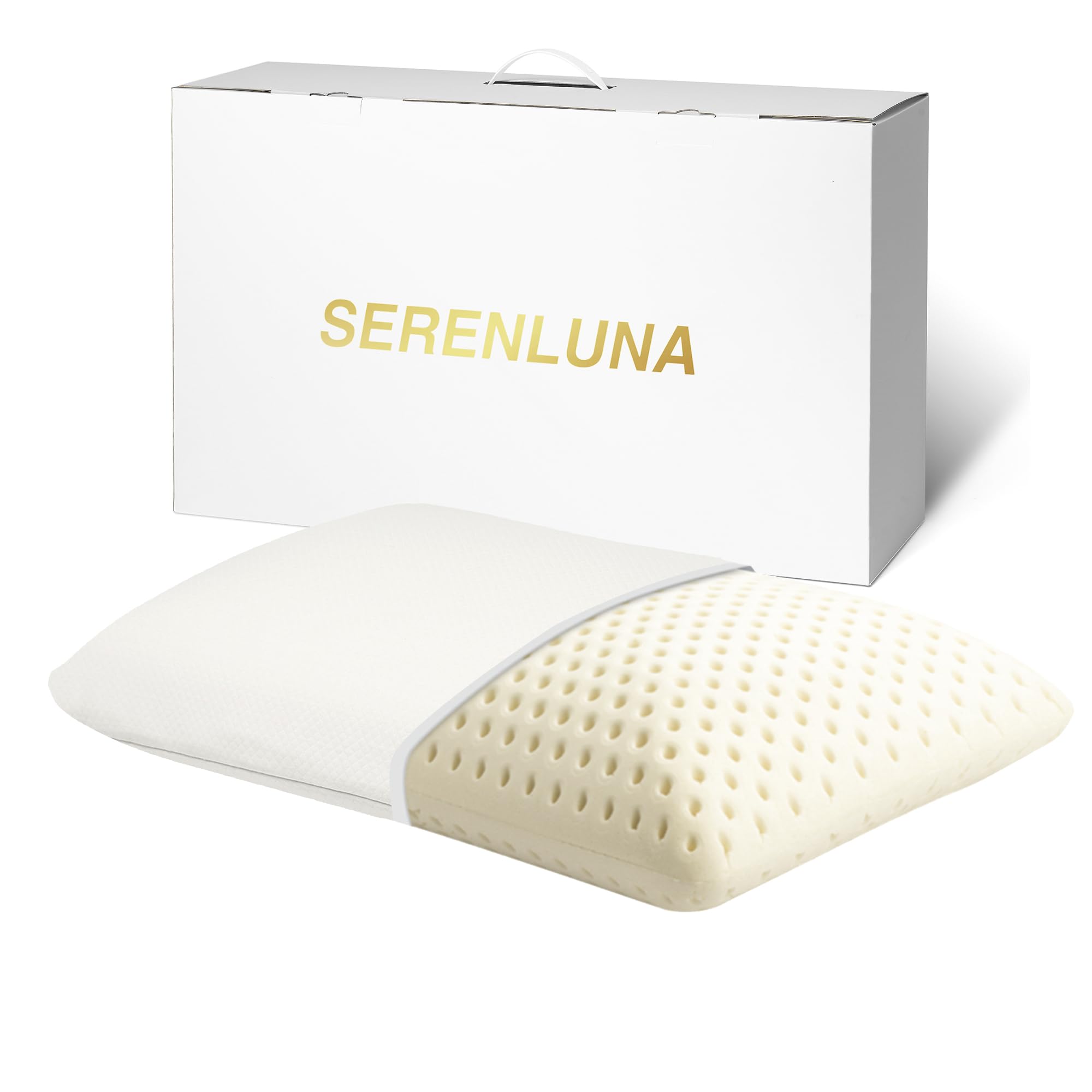 100% Natural Talalay Premium Latex Pillow, Removable Cotton Cover Latex Bed Pillows for Sleeping (Medium Firm Latex, Queen)